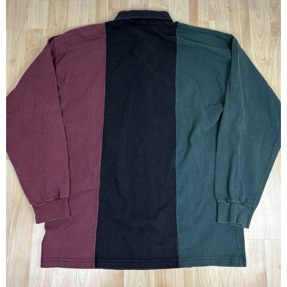 Vintage 90s Long Sleeve Polo Shirt / Color Block / Size Large - Picture 5 of 6